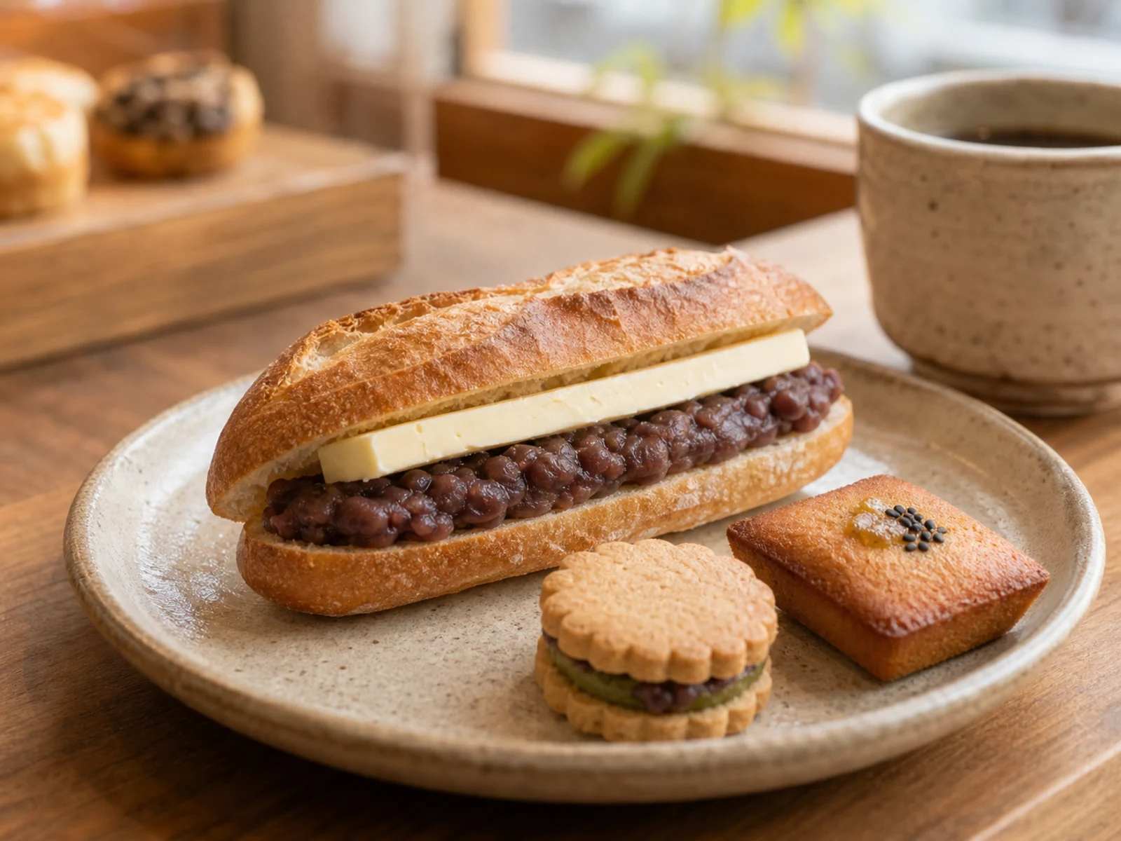 あんバターがはみ出すあんぱん
